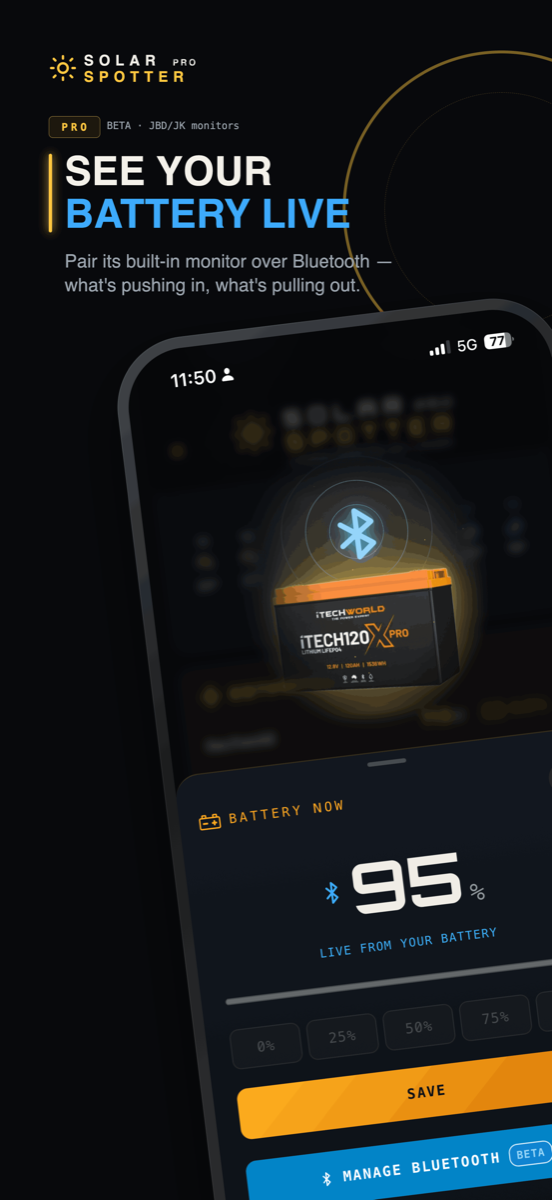Battery Bluetooth — live battery state of charge read over Bluetooth